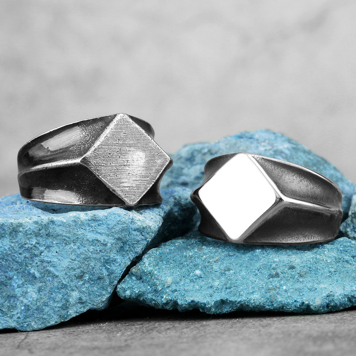 Peris Gems Stainless Retro Silver Polygon Biker Rings Unisex SHEIN Amazon Temu