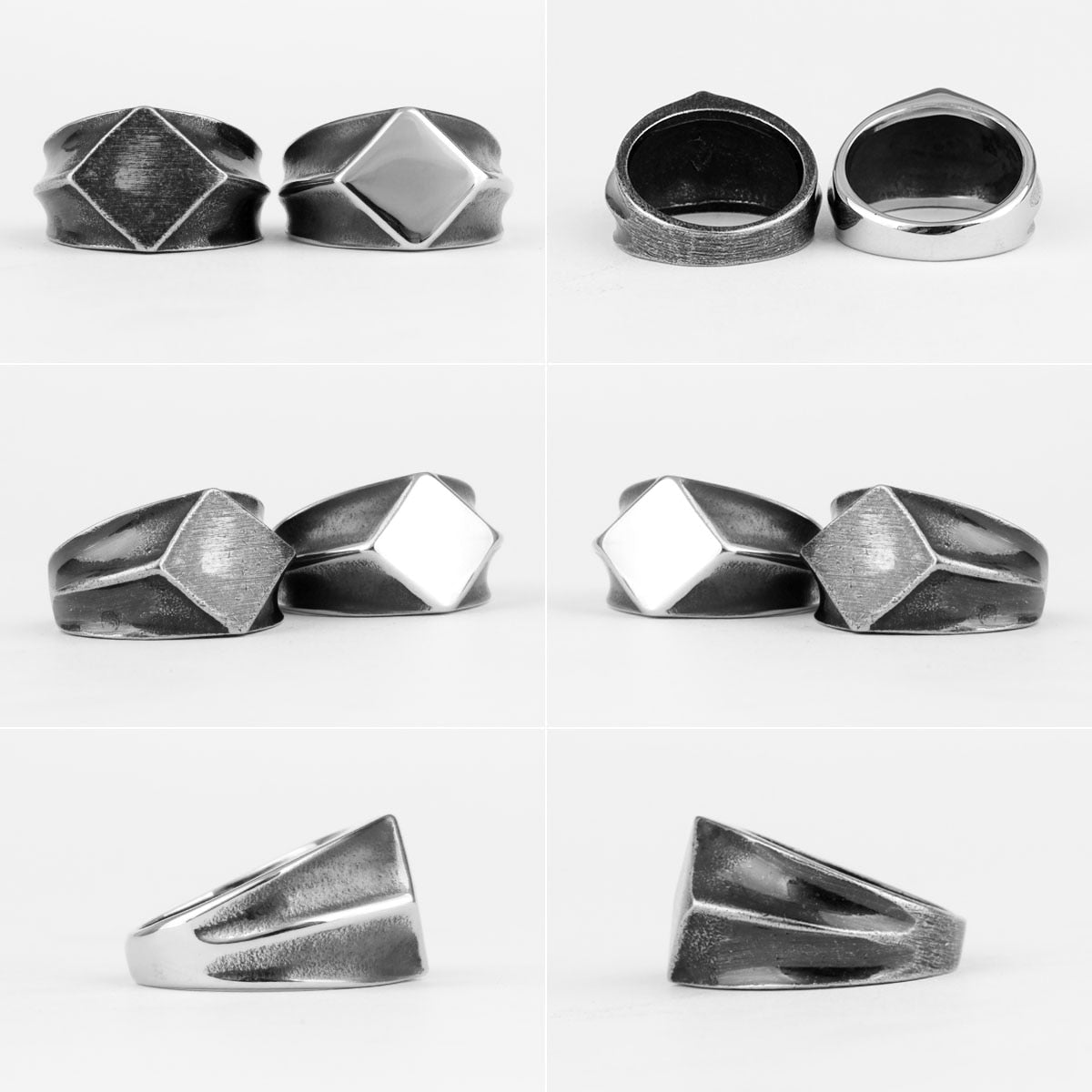 Peris Gems Stainless Retro Silver Polygon Biker Rings Unisex SHEIN Amazon Temu