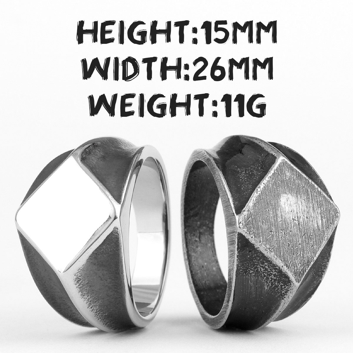 Peris Gems Stainless Retro Silver Polygon Biker Rings Unisex SHEIN Amazon Temu