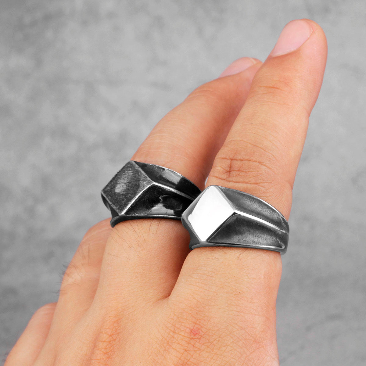 Peris Gems Stainless Retro Silver Polygon Biker Rings Unisex SHEIN Amazon Temu