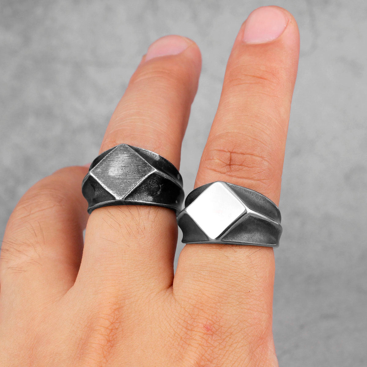 Peris Gems Stainless Retro Silver Polygon Biker Rings Unisex SHEIN Amazon Temu