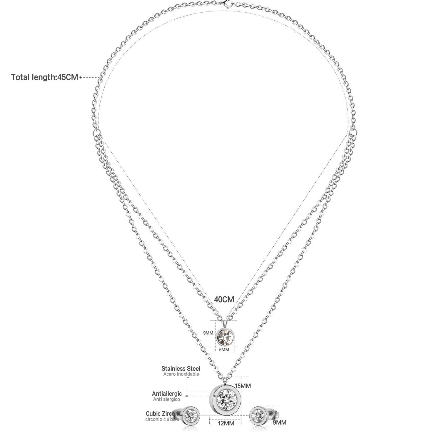 Peris Gems Stainless Steel 3pc Jewelry Set for Women | Gold Crystal Diamond Jewelry Set Stainless Steel 3pc Jewelry Set for Women | Gold Crystal SHEIN Amazon Temu