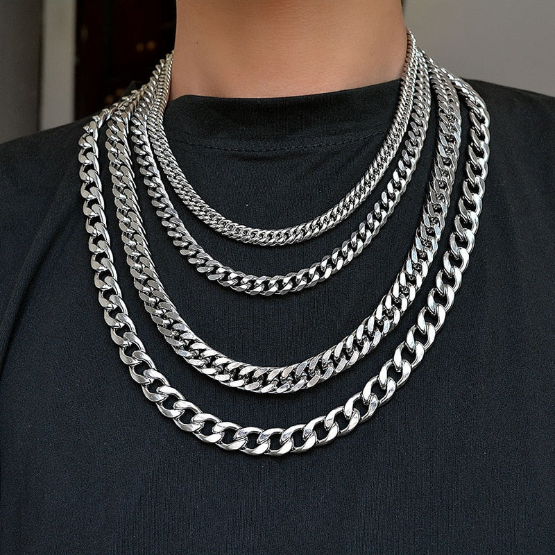 Peris Gems Stainless Steel Cuban Chain Necklaces | Long Hip Hop Necklace SHEIN Amazon Temu