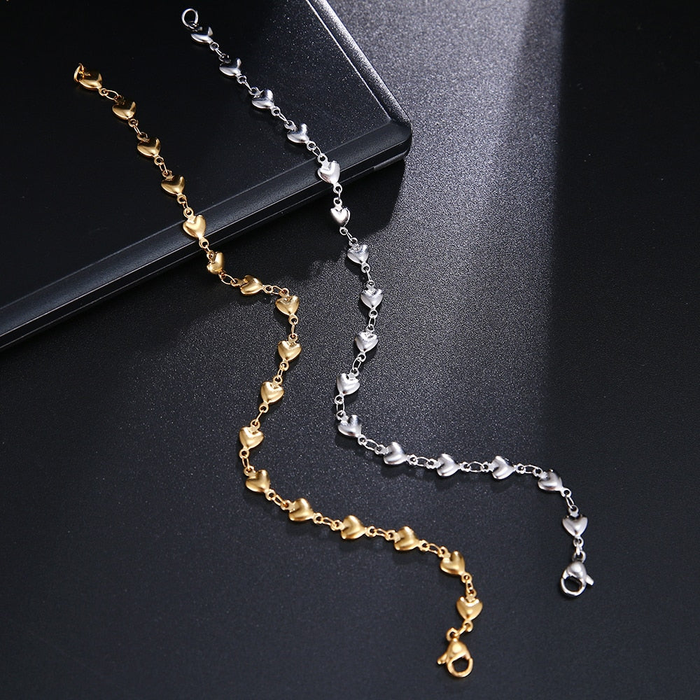 Peris Gems Stainless Steel Heart Chain Bracelets Unisex | Heart Pendant Bracelet Stainless Steel Heart Chain Bracelets Unisex Heart Bracelet SHEIN Amazon Temu