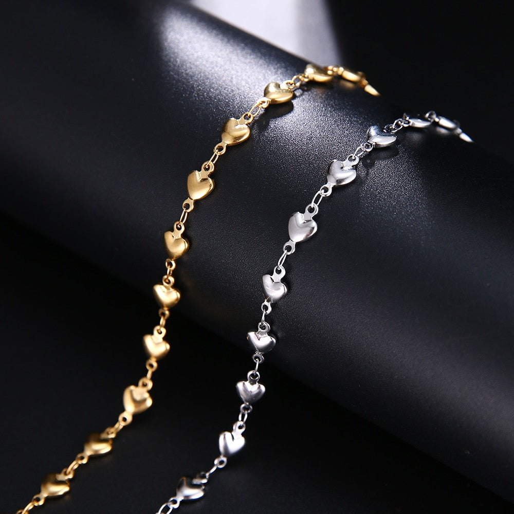 Peris Gems Stainless Steel Heart Chain Bracelets Unisex | Heart Pendant Bracelet Stainless Steel Heart Chain Bracelets Unisex Heart Bracelet SHEIN Amazon Temu