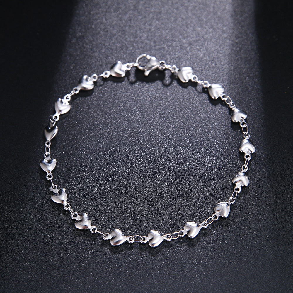 Peris Gems Stainless Steel Heart Chain Bracelets Unisex | Heart Pendant Bracelet Stainless Steel Heart Chain Bracelets Unisex Heart Bracelet SHEIN Amazon Temu