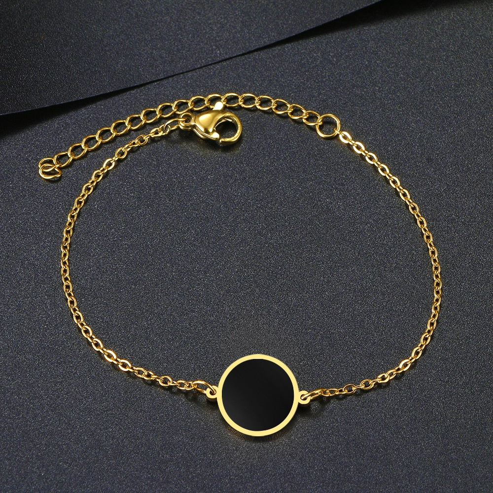 Peris Gems Stainless Steel Minimalist Gold Bracelet | Black Charm Bracelet Unisex SHEIN Amazon Temu