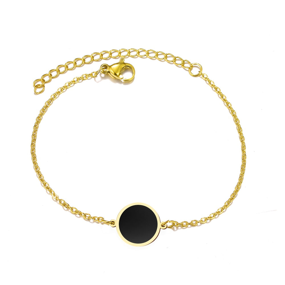Peris Gems Stainless Steel Minimalist Gold Bracelet | Black Charm Bracelet Unisex SHEIN Amazon Temu