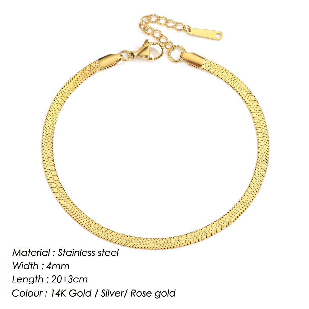 Peris Gems Stainless Steel Snake Chain Anklet for Women SHEIN Amazon Temu