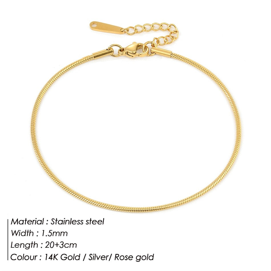 Peris Gems Stainless Steel Snake Chain Anklet for Women SHEIN Amazon Temu