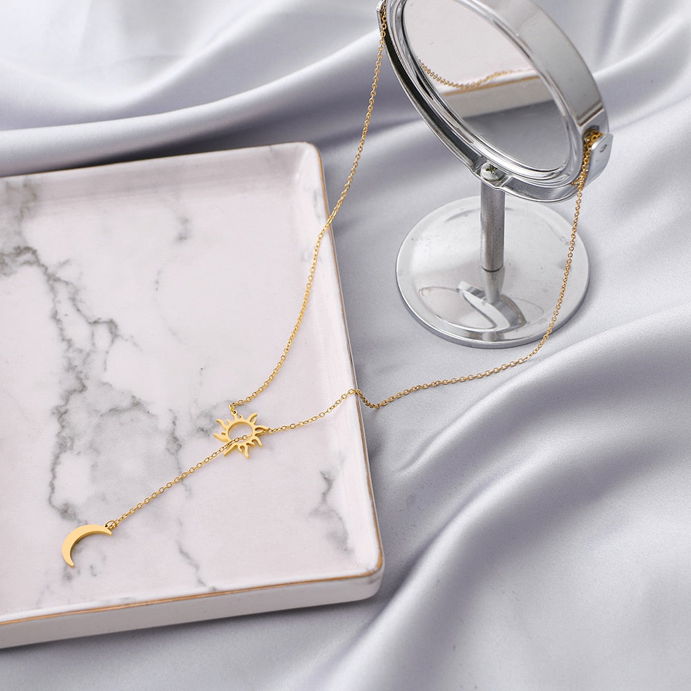 Peris Gems Stainless Steel Sun Totem Moon Necklace for Women | Gold Summer Necklace Stainless Steel Sun Totem Moon Necklace for Women | Gold SHEIN Amazon Temu