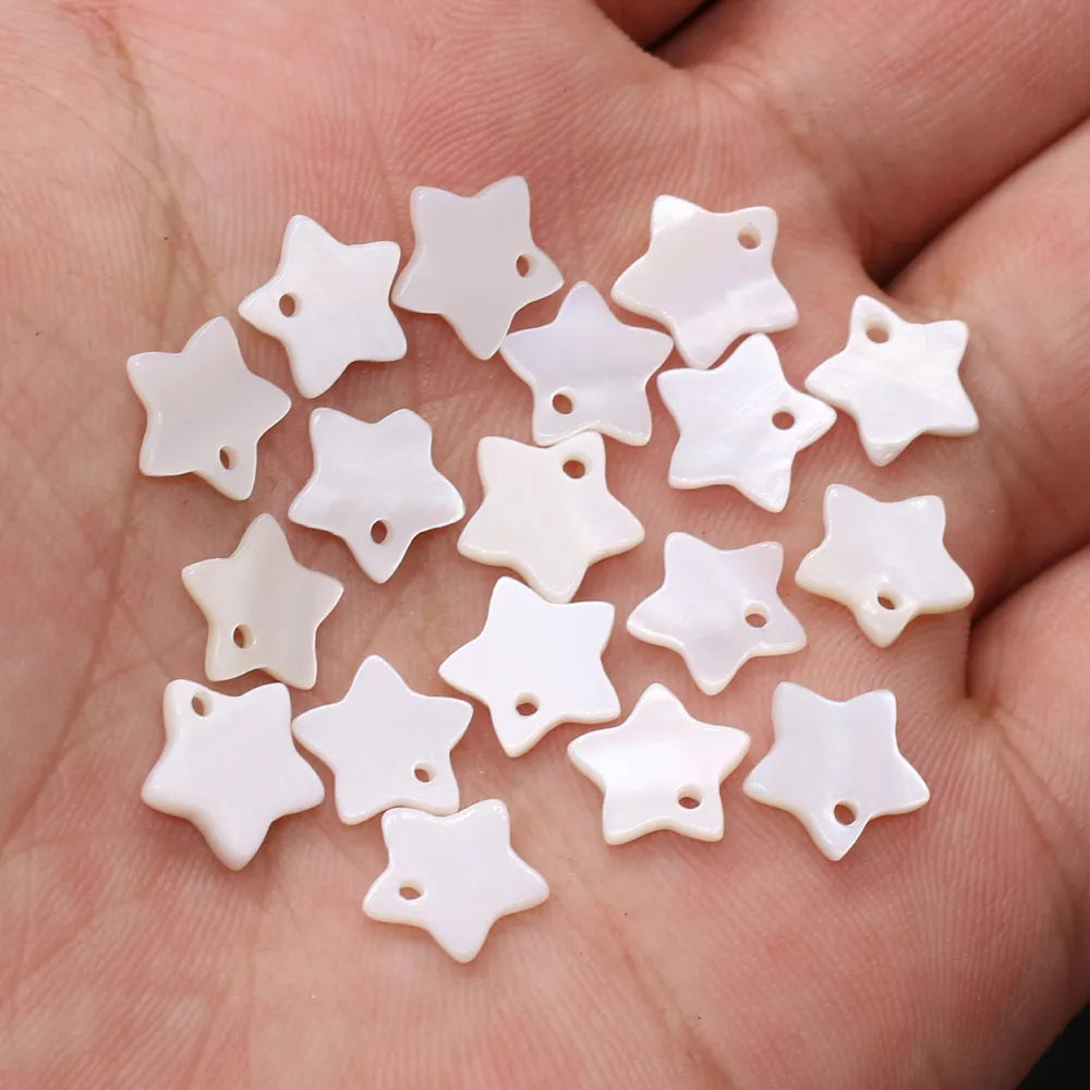 Peris Gems Star 12x12mm 10pc Natural White Mother-of-pearl Shell Beads Heart Star Shape Shell Chip Bead for Necklace Earrings Jewelry Making Gifts SHEIN Amazon Temu