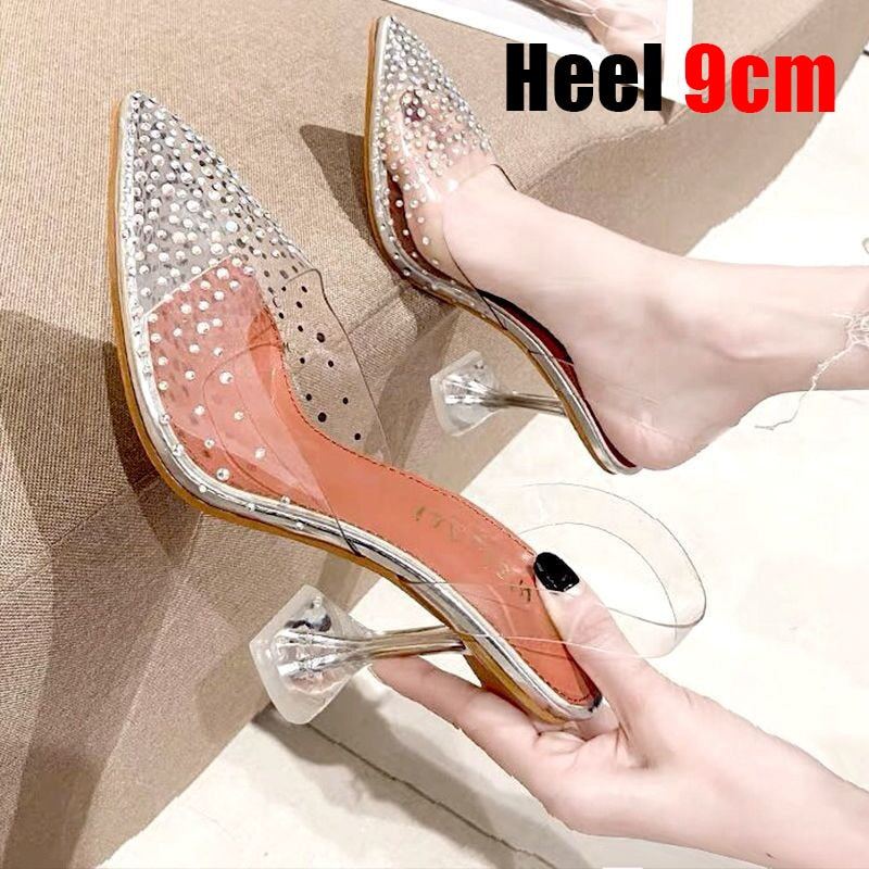 Peris Gems Star 9CM-2 / 3 Transparent High Heels | Women Pumps Pointed Toe Slip-Ons SHEIN Amazon Temu