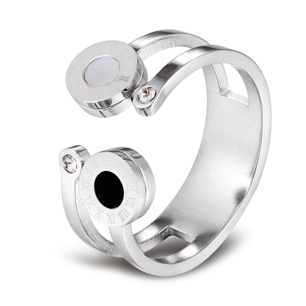 Peris Gems Steel / 6 Roman Numerals Stainless Steel Rings Unisex | Crystal Cubic Zirconia Roman Numerals Stainless Steel Rings Unisex | Cubic Zirconia SHEIN Amazon Temu