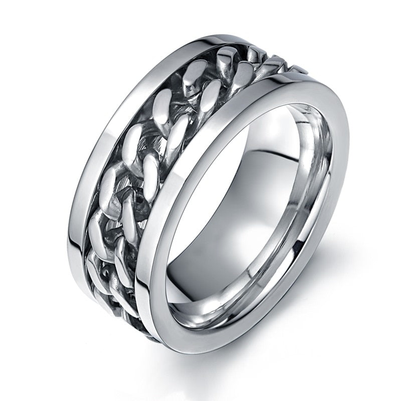 Peris Gems Steel Chain / 6 Spinner Cuban Chain Rings Unisex | Titanium Signet Rings SHEIN Amazon Temu