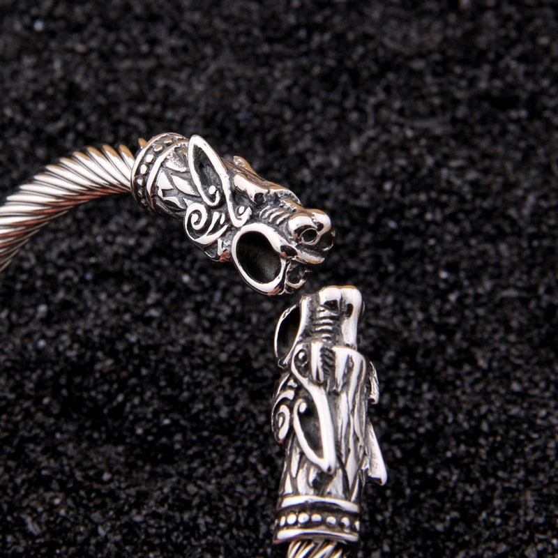 Peris Gems Steel Dragon Cuff Bracelet Unisex | Stainless-Steel Viking Bangles Bracelet SHEIN Amazon Temu