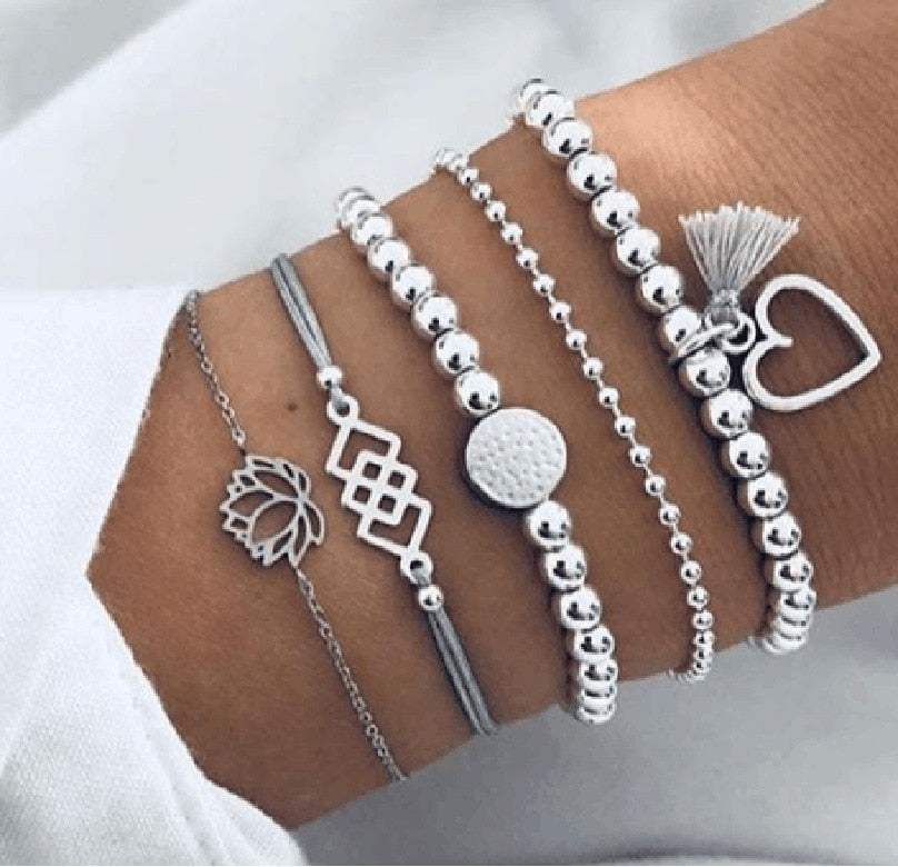 Peris Gems Steel Set Bohemian Style 5pc Rope Charm Bracelet Sets for Women SHEIN Amazon Temu