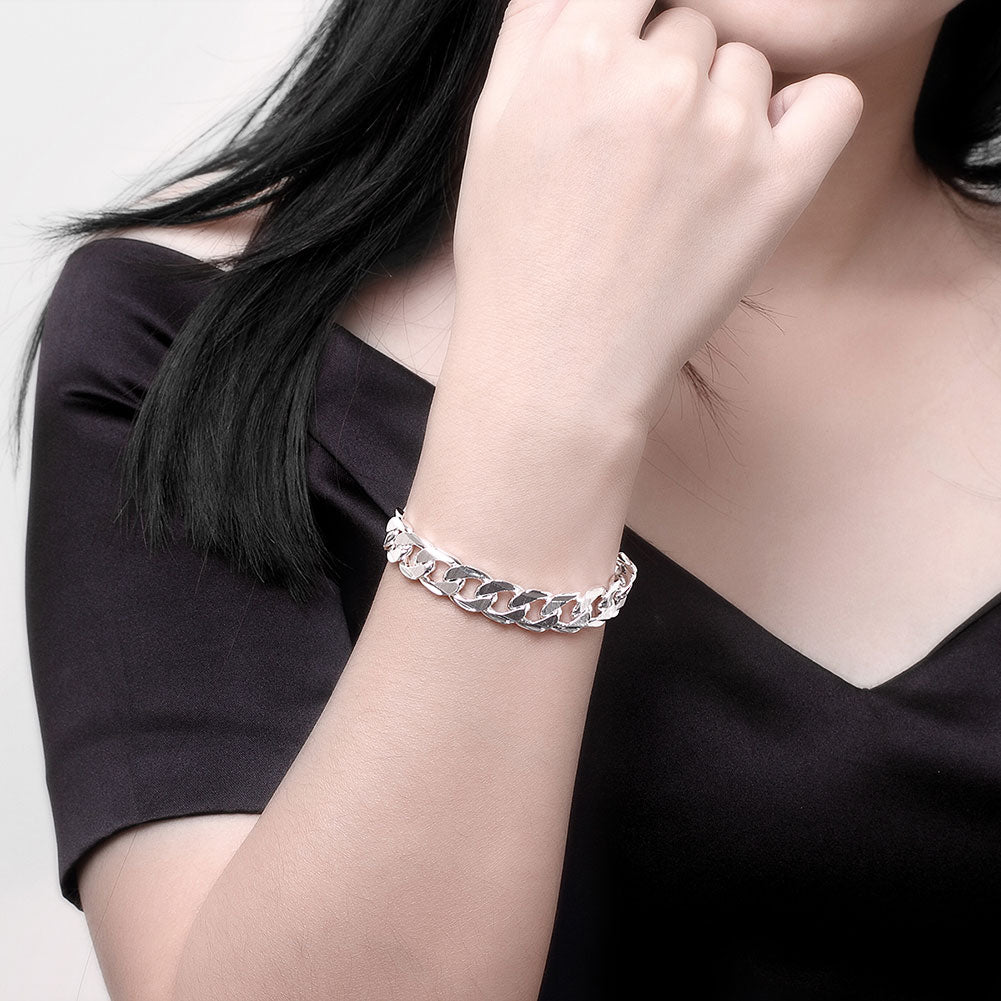 Peris Gems Sterling Silver Cuban Link Bracelet Unisex | 10MM 8In Cuban Wristband SHEIN Amazon Temu