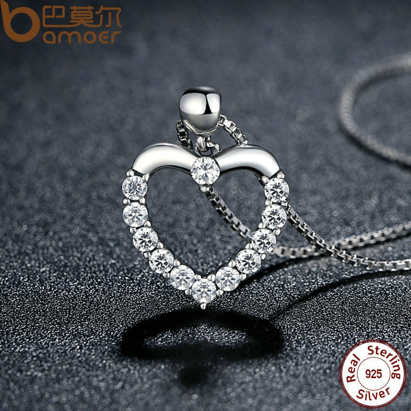 Peris Gems Sterling Silver Heart Pendant Necklace | Diamond Heart Necklace Sterling Silver Heart Pendant Necklace | Diamond Hearts SHEIN Amazon Temu
