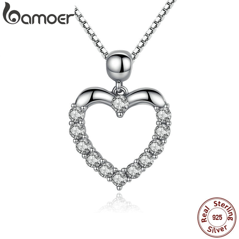 Peris Gems Sterling Silver Heart Pendant Necklace | Diamond Heart Necklace Sterling Silver Heart Pendant Necklace | Diamond Hearts SHEIN Amazon Temu