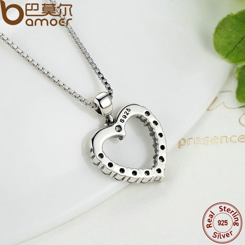 Peris Gems Sterling Silver Heart Pendant Necklace | Diamond Heart Necklace Sterling Silver Heart Pendant Necklace | Diamond Hearts SHEIN Amazon Temu