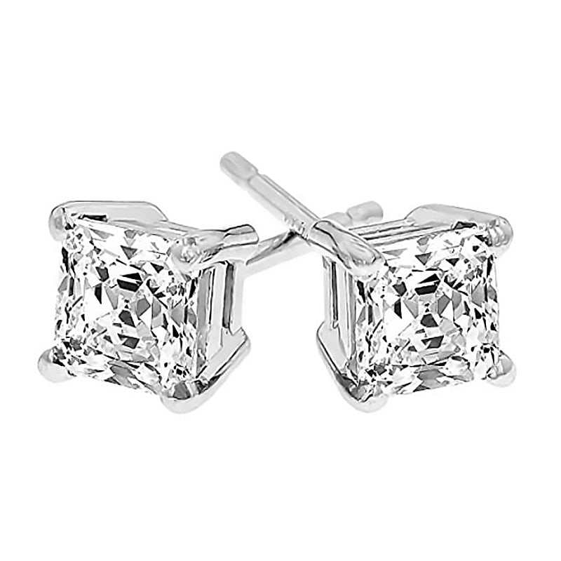 Peris Gems Sterling Silver Stud Earrings for Women | 4-Claw Square Diamond Zirconia Earring Sterling Silver Stud Earrings for Women | 4-Claw Diamond SHEIN Amazon Temu