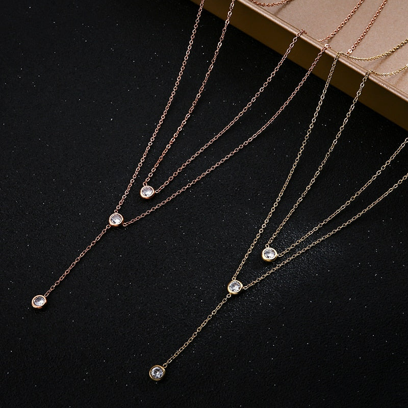 Peris Gems Sterling Silver Three-Layered Necklace for Women | Gold Diamond Necklace Sterling Silver ThreeLayered Necklace for Women Gold Diamond SHEIN Amazon Temu