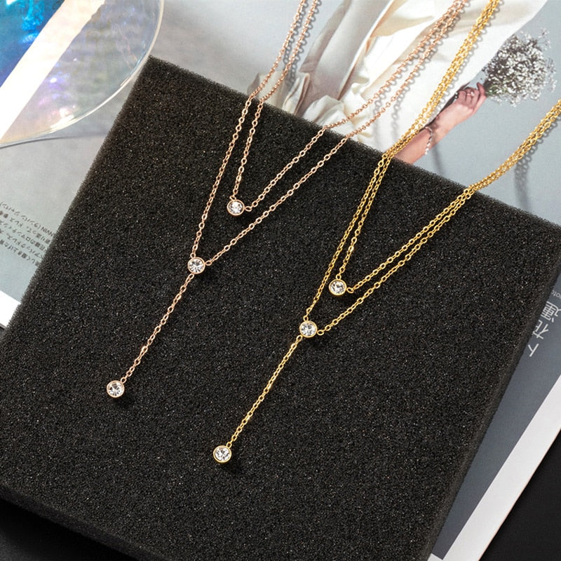 Peris Gems Sterling Silver Three-Layered Necklace for Women | Gold Diamond Necklace Sterling Silver ThreeLayered Necklace for Women Gold Diamond SHEIN Amazon Temu
