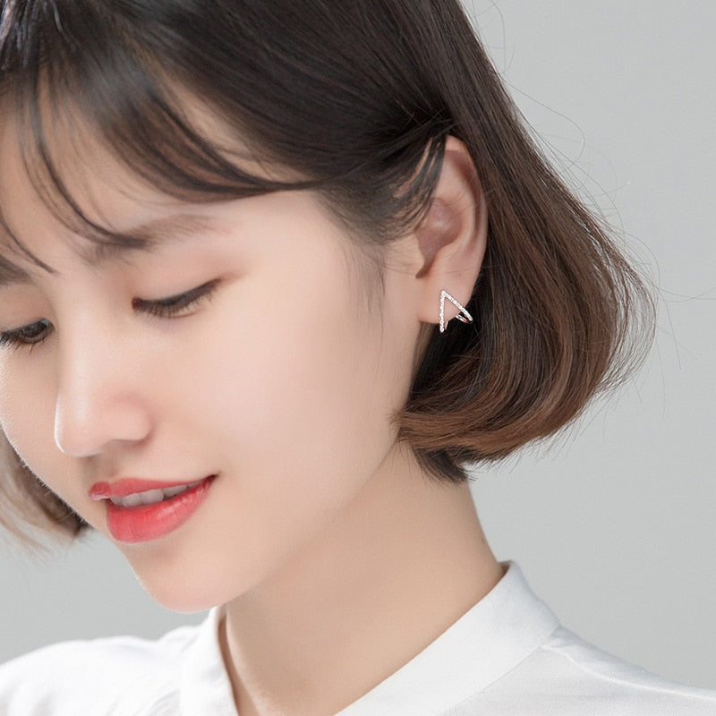 Peris Gems Sterling Silver V-Shape Stud Earring for Women | Silver Rose Gold Diamond Clip Earrings for Women SHEIN Amazon Temu