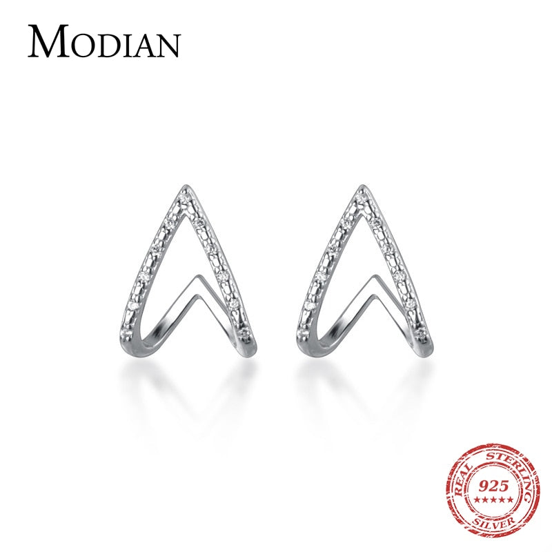 Peris Gems Sterling Silver V-Shape Stud Earring for Women | Silver Rose Gold Diamond Clip Earrings for Women SHEIN Amazon Temu