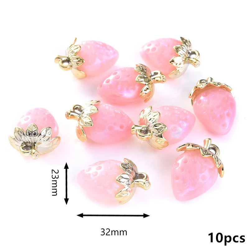 Peris Gems Straw Rose 10Pcs Cute Red Acrylic Strawberry Apple Orange Mango Fruit Resin Pendants Charms for Jewelry Making Earrings Necklace Accessory SHEIN Amazon Temu