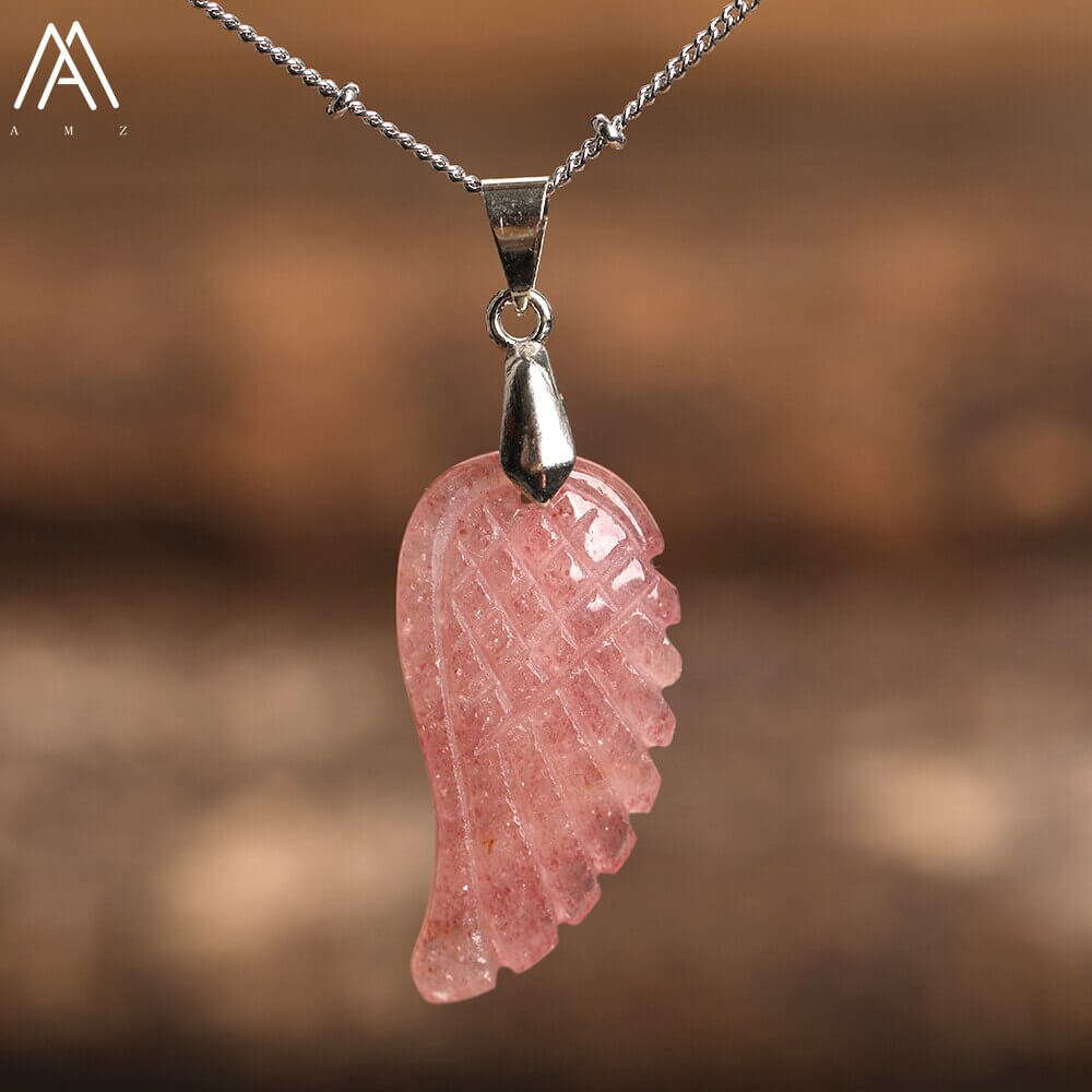 Peris Gems Strawberry Quartz Angel Wing Labradorite Choker Necklace - Quartz Crystal Angel Wings SHEIN Amazon Temu