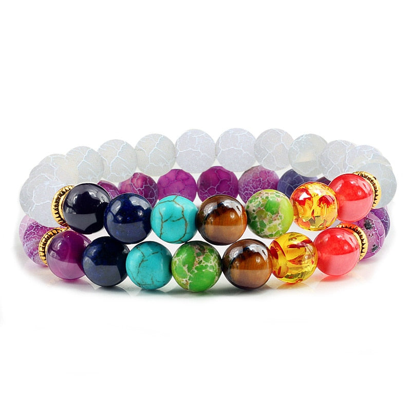 Peris Gems Style 11 Chakra Stone 2pc Bracelet Set Unisex | Tiger Eye Stone Bracelet Chakra Stone 2pc Bracelet Set Unisex | Tiger Eye Bracelet SHEIN Amazon Temu
