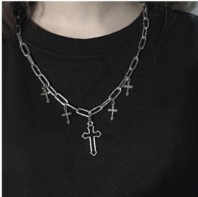 Peris Gems style-2 Punk Grunge Silver Layered Jesus Cross Choker Necklaces for Women SHEIN Amazon Temu