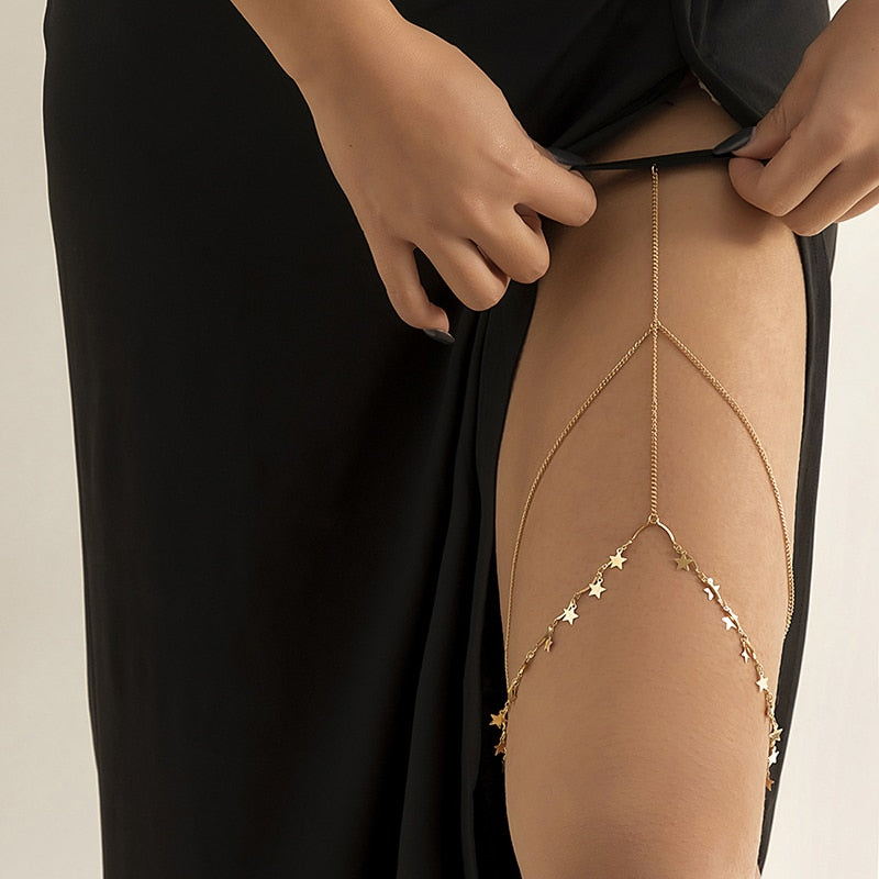 Peris Gems Style 3 Gold Star Body Thigh Body Chain - Double-Layer Metal Thigh Jewelry Star Body Thigh Body Chain Double-Layer Metal Thigh Jewelry SHEIN Amazon Temu