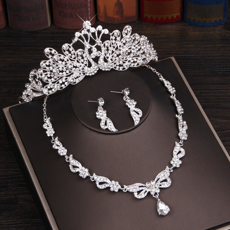 Peris Gems Style B Diamond Crystal Butterfly Bridal Jewelry Sets | 3PC Necklace Earring Tiara Set SHEIN Amazon Temu