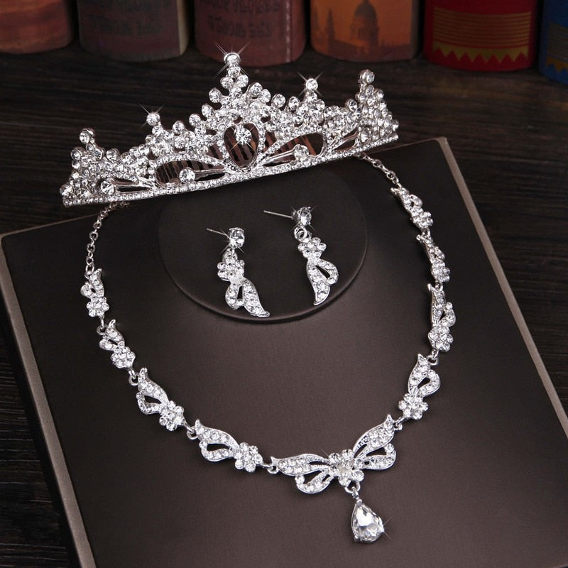 Peris Gems Style E Diamond Crystal Butterfly Bridal Jewelry Sets | 3PC Necklace Earring Tiara Set SHEIN Amazon Temu