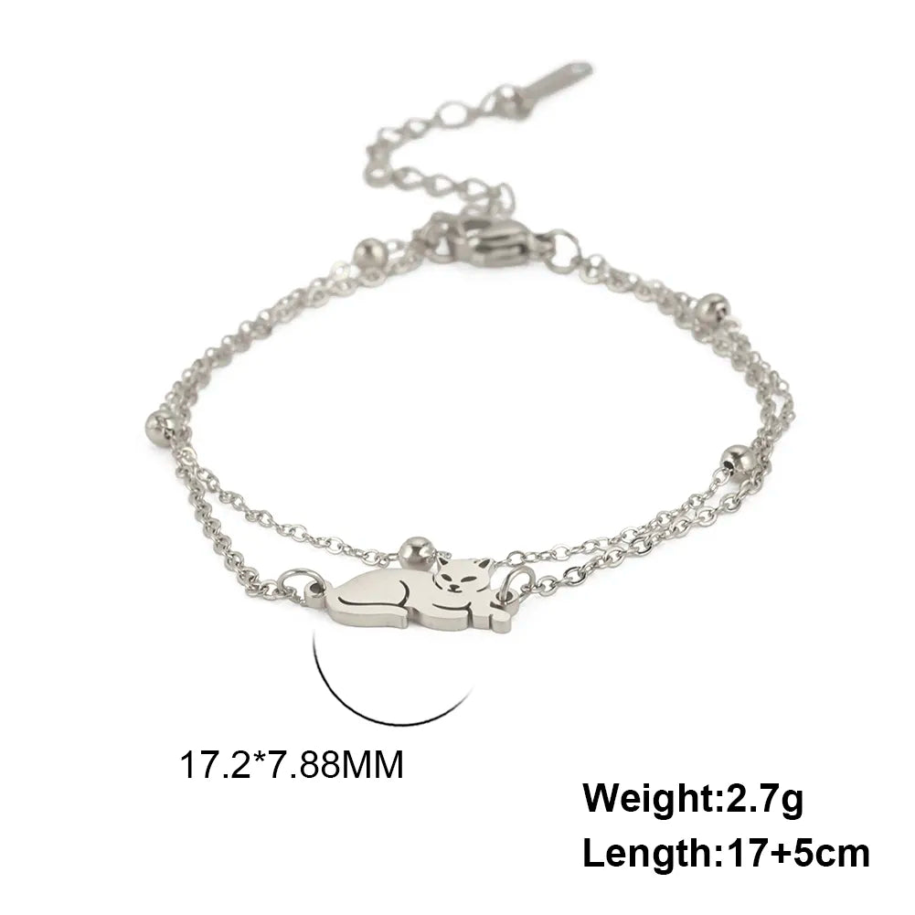 Peris Gems Style1 S / 17-22cm Stainless Cat Bracelet Collection for Women SHEIN Amazon Temu
