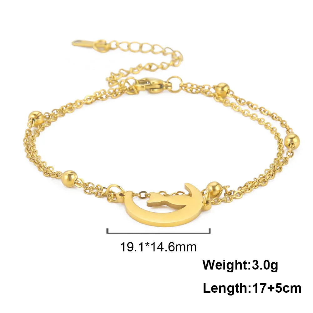 Peris Gems Style2 G / 17-22cm Stainless Cat Bracelet Collection for Women SHEIN Amazon Temu