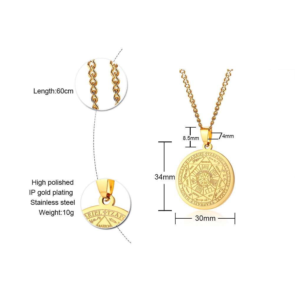 Peris Gems style2 Seal of the Seven Archangels Necklaces Unisex | Stainless Steel Amulets Seal of the Seven Archangels Necklace Unisex Stainless Steel SHEIN Amazon Temu