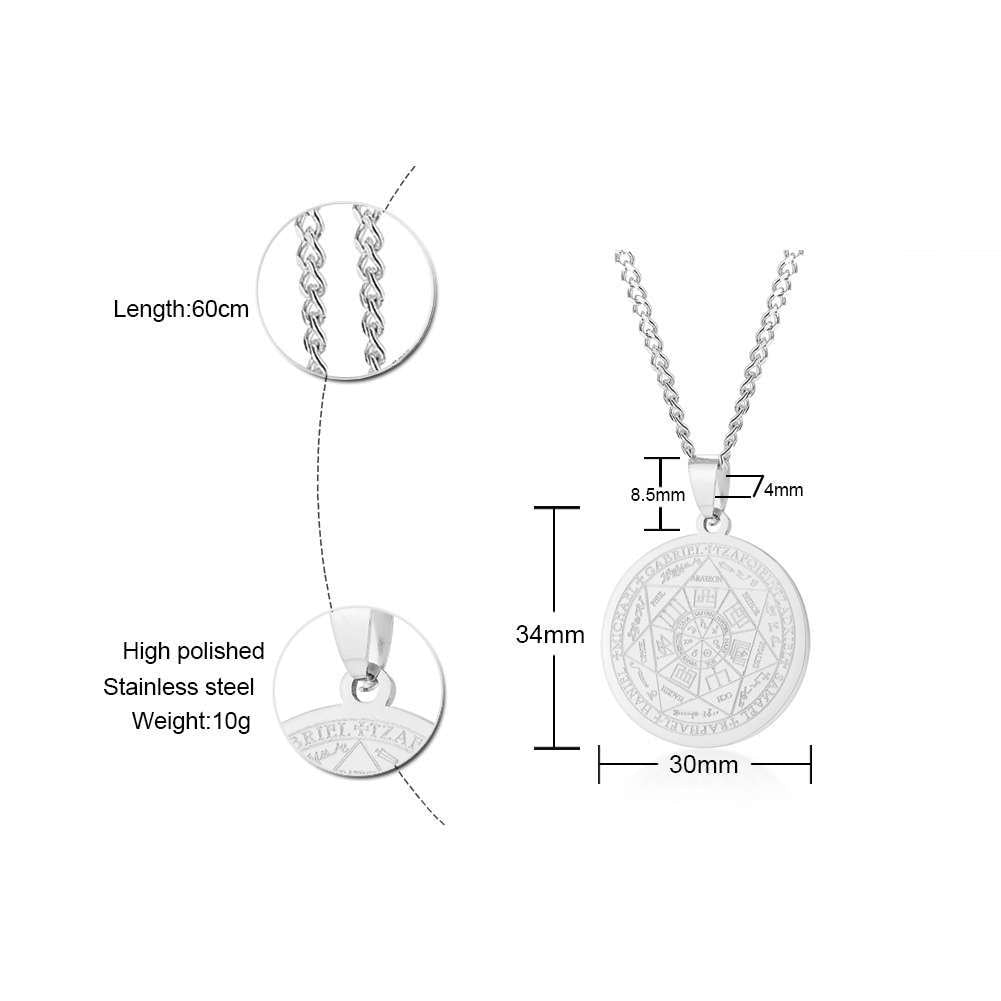 Peris Gems style3 Seal of the Seven Archangels Necklaces Unisex | Stainless Steel Amulets Seal of the Seven Archangels Necklace Unisex Stainless Steel SHEIN Amazon Temu