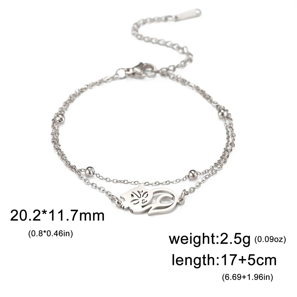 Peris Gems Style7 S / 17-22cm Stainless Cat Bracelet Collection for Women SHEIN Amazon Temu