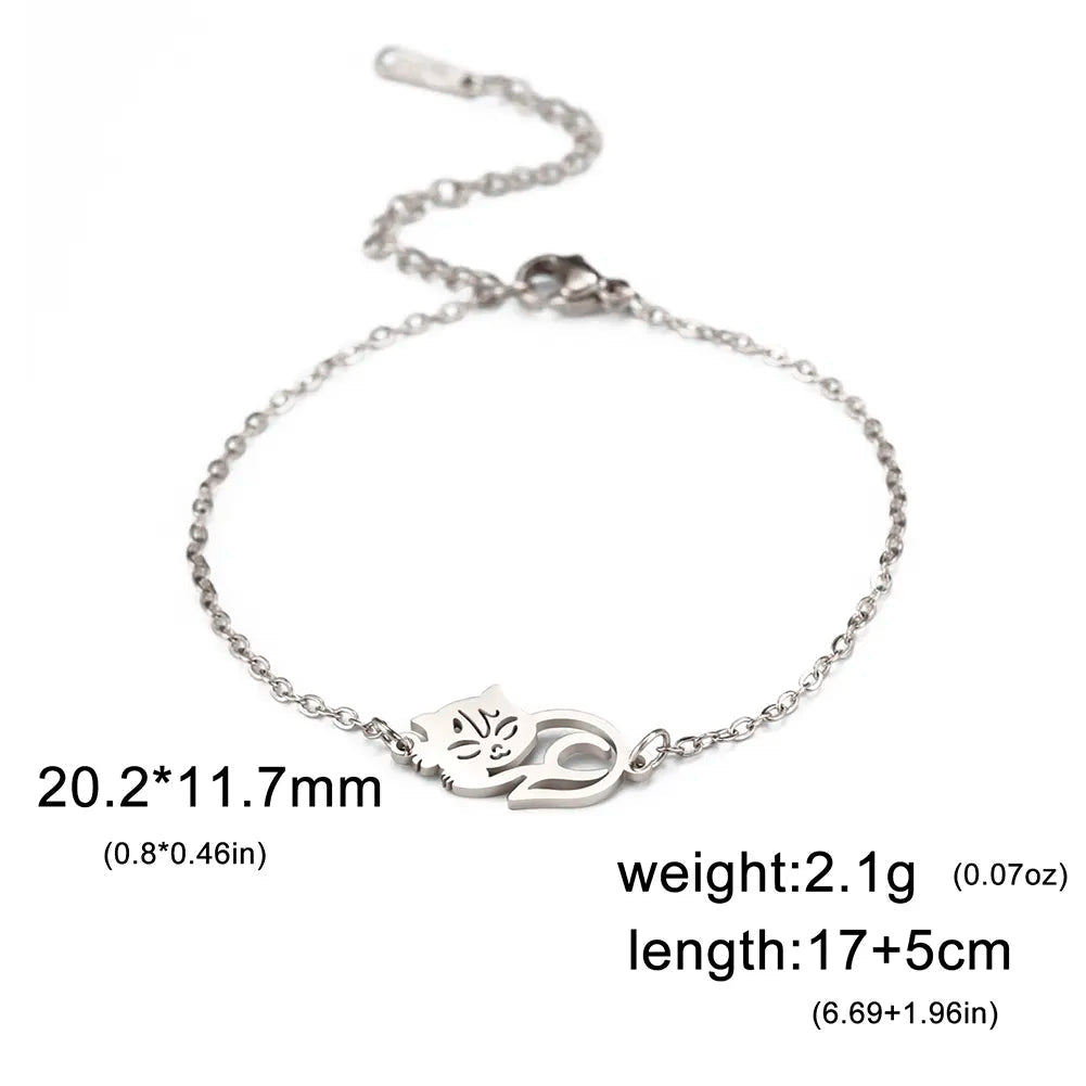 Peris Gems Style8 S / 17-22cm Stainless Cat Bracelet Collection for Women SHEIN Amazon Temu