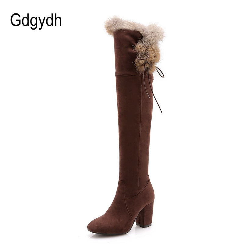 Peris Gems Suede Over Knee Boots for Women | High Heel Plush Boots SHEIN Amazon Temu