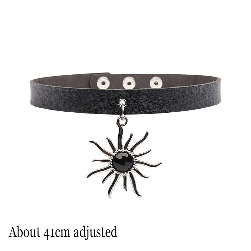Peris Gems Sun Gothic Harajuku PU Leather Collar Choker Necklaces for Women SHEIN Amazon Temu