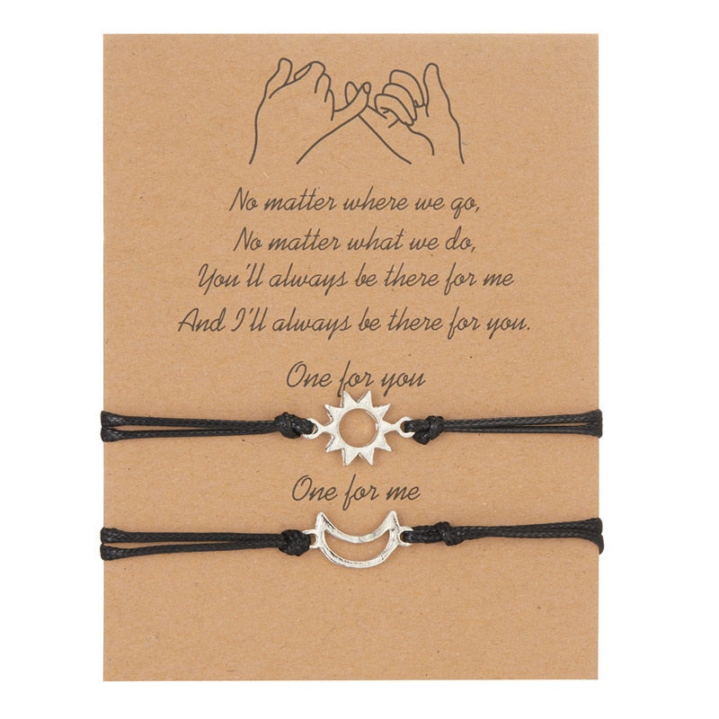Peris Gems Sun Moon 1 Couples 2pc Love Bracelet Set | Braided Rope Charm Bracelets SHEIN Amazon Temu