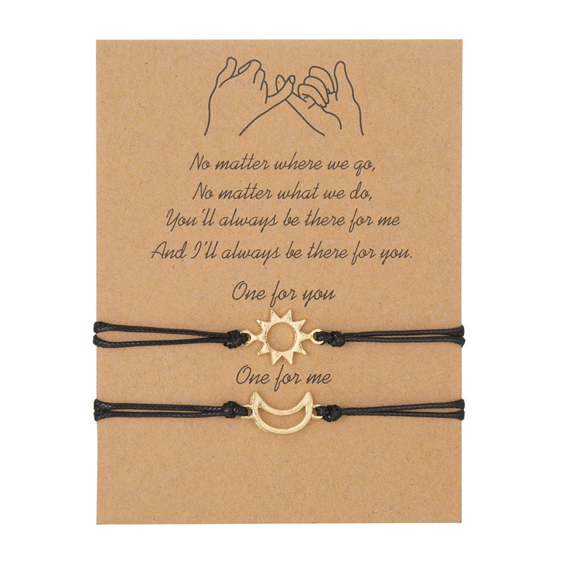Peris Gems Sun Moon 2 Couples 2pc Love Bracelet Set | Braided Rope Charm Bracelets SHEIN Amazon Temu