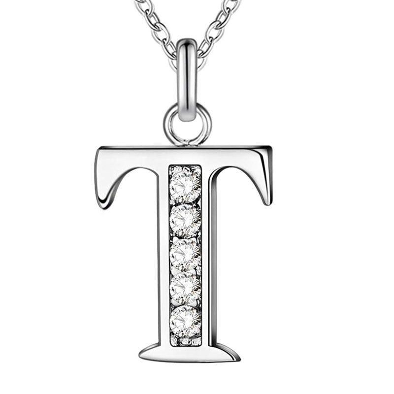 Peris Gems T Initial Letter Silver Diamond Necklaces | Elegant Unisex Initial Necklace SHEIN Amazon Temu