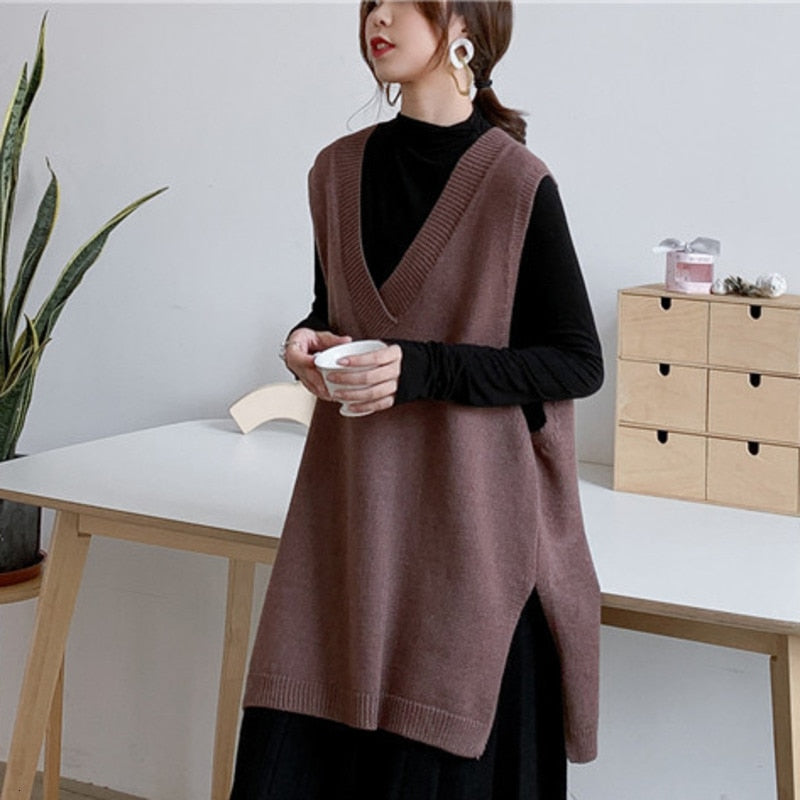 Peris Gems Take coffee / One Size Long Oversized V-Neck Office Style Vest for Women SHEIN Amazon Temu
