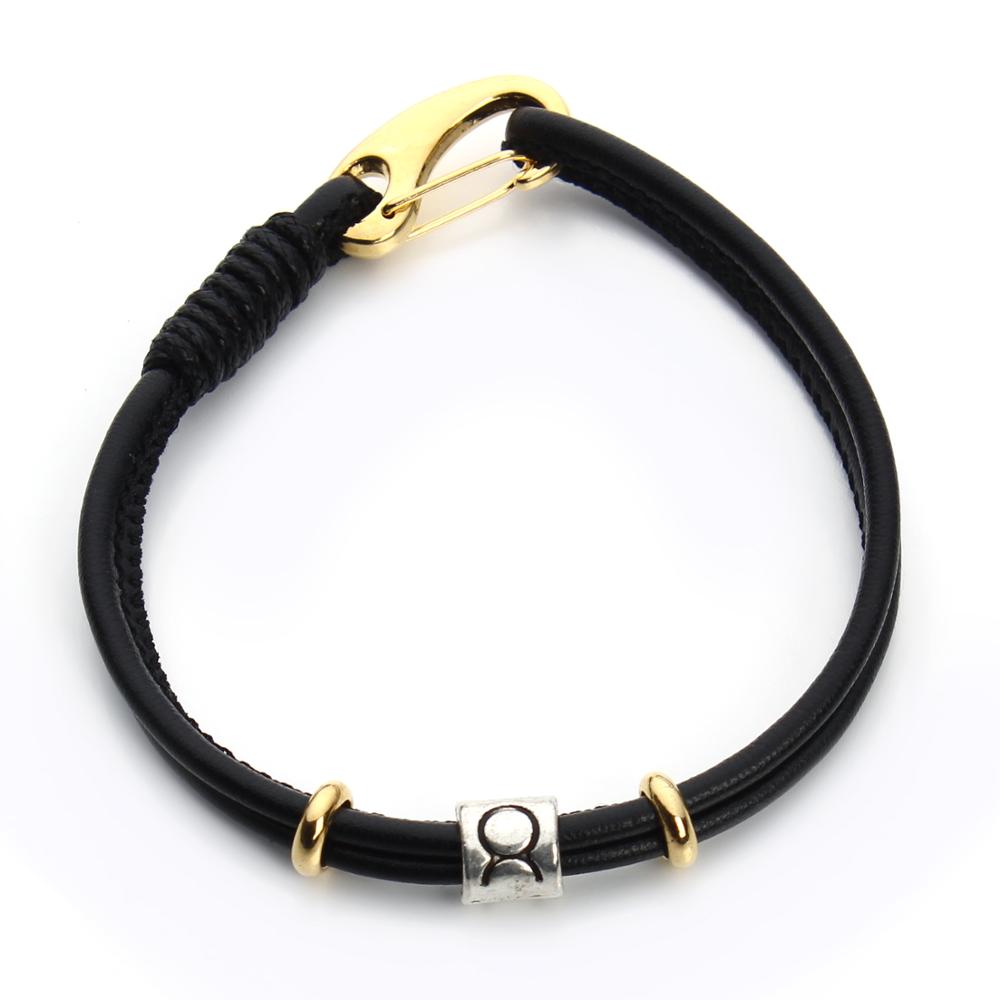 Peris Gems Taurus Gold Leather Zodiac Sign Bracelet Unisex | Silver Leather Bracelet Leather Zodiac Sign Bracelet Unisex |Silver Leather Bracelet SHEIN Amazon Temu